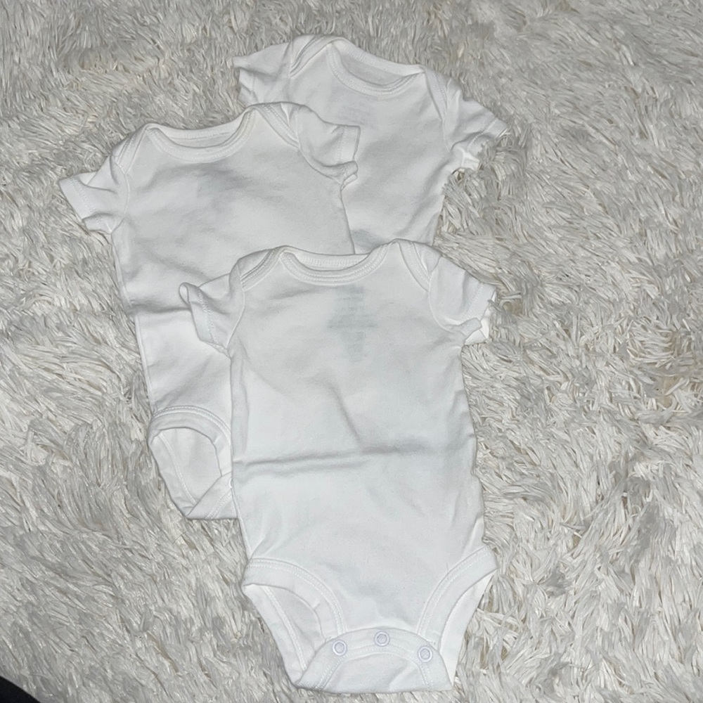 Carters unisex 3-pack white short sleeve baby bodysuits